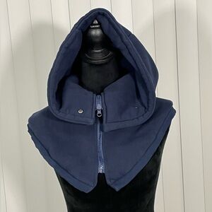 UNU Navy Blue Cotton Fleece Oversized Hooded Scarf Balaclava Removable Hood Hat